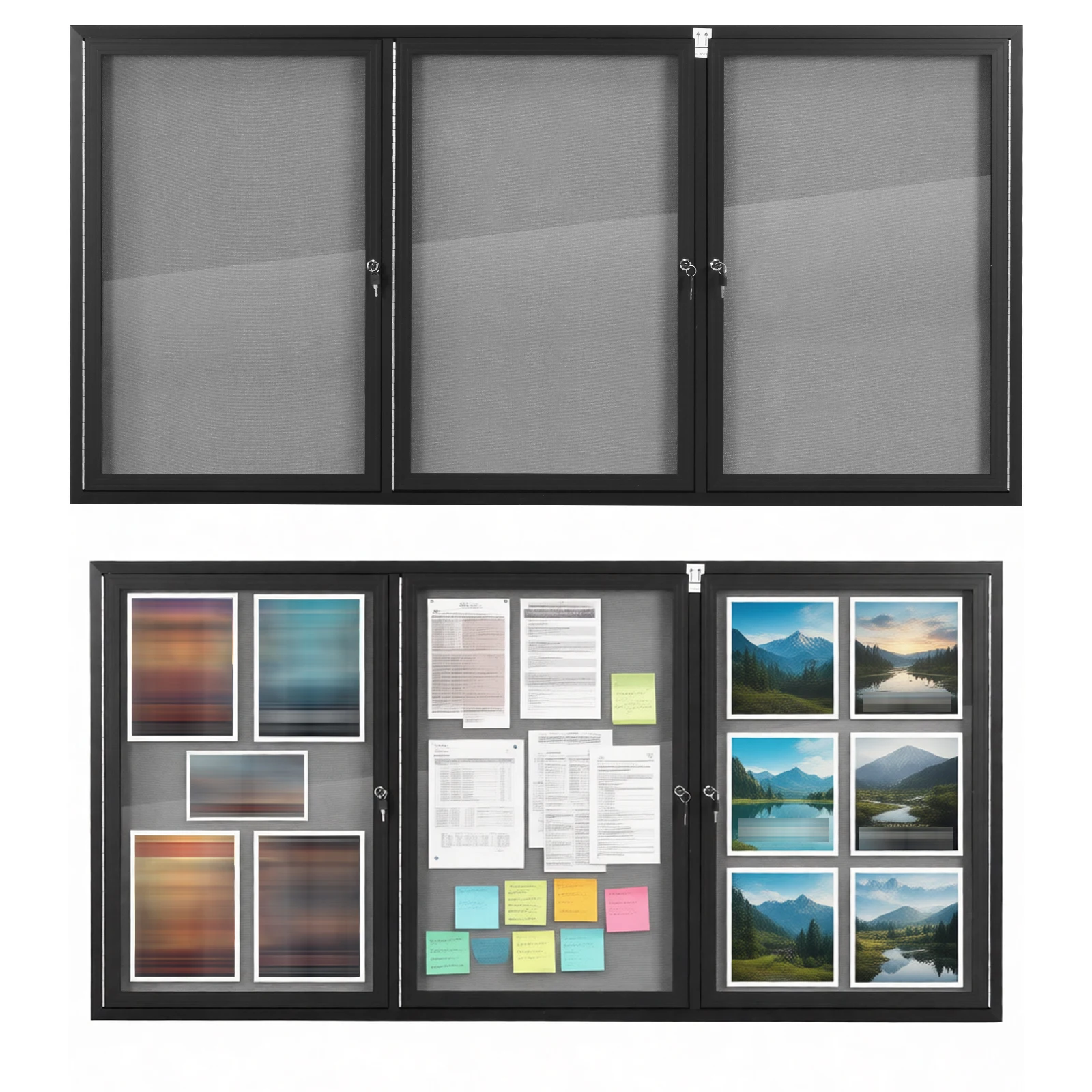 

Влагостойкая пробковая доска для объявлений в алюминиевой раме с запирающейся стеклянной дверцей для дома, офиса и общественного использования