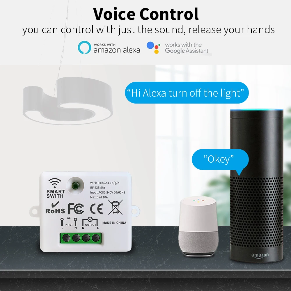 GERMA WIFI Mini przełącznik Tuya inteligentne życie APP kontroler przełącznik światła RF 433Mhz Panel ścienny DIY moduł przekaźnika zegar Google Home Alexa
