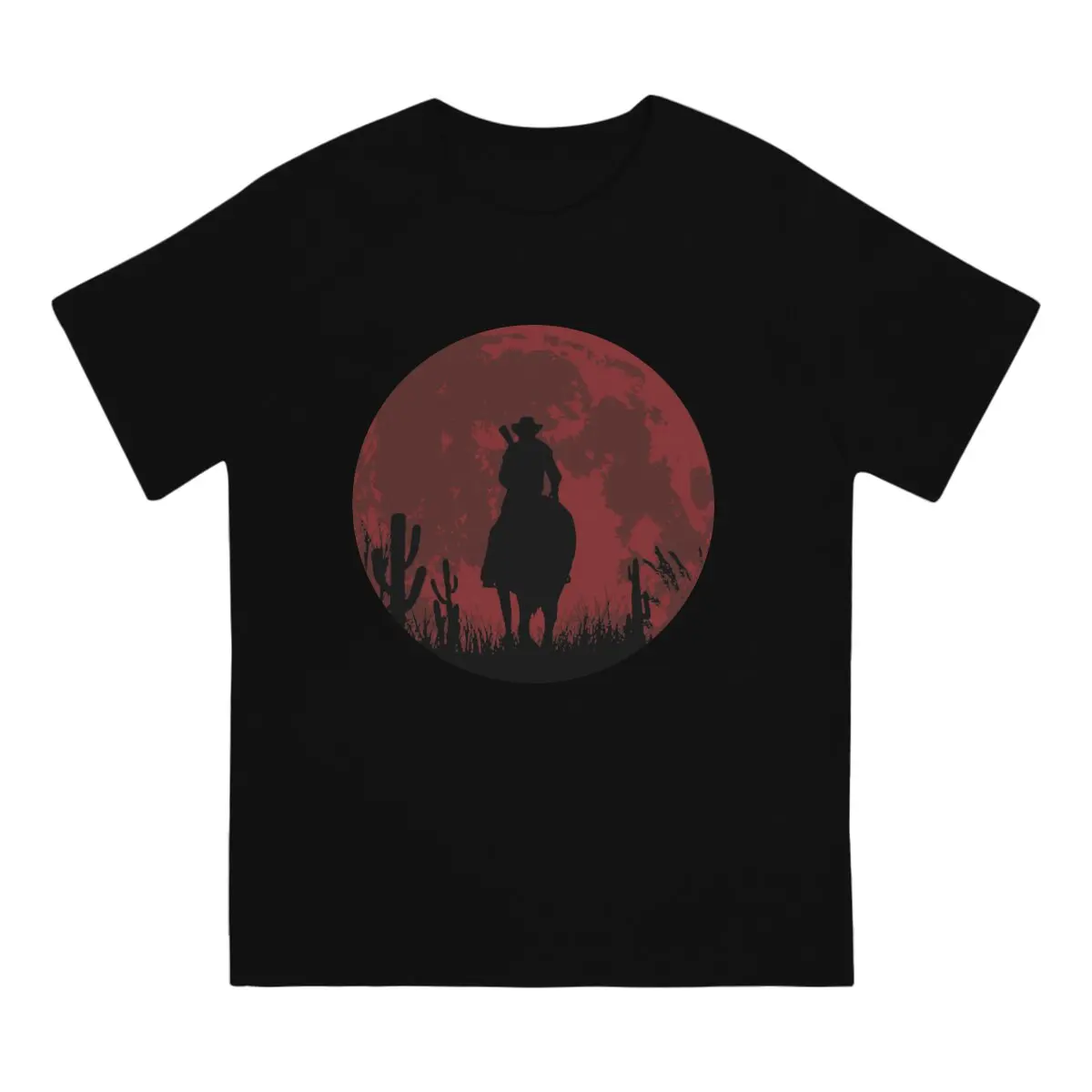 Red Moon T-Shirts Men Red Dead Redemption Vintage Pure Cotton Tee Shirt Crew Neck Short Sleeve T Shirt Graphic Clothes