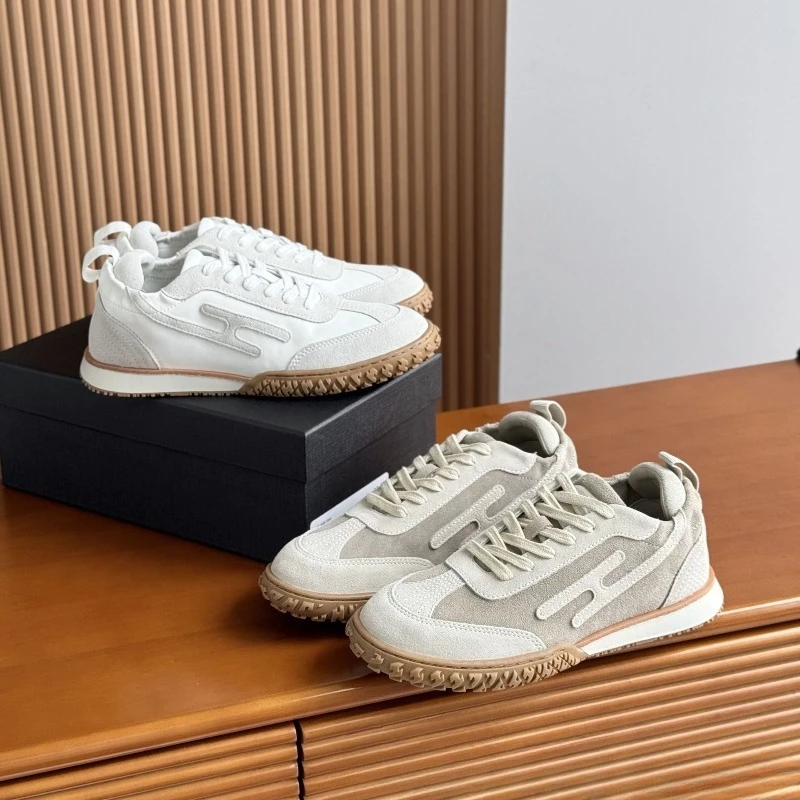 2026 fashion  New Arrival Goatskin Soft Spliced German Training Shoes Genuine Leather Flat Casual Sneakers view 5