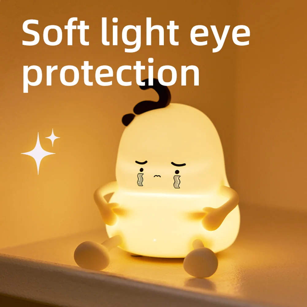 Cute Night Light Chubby Lamp For Kids USB Rechargeable 3 Level Dimmable Nursery Nightlight 30-Minute Timer  Room Decor