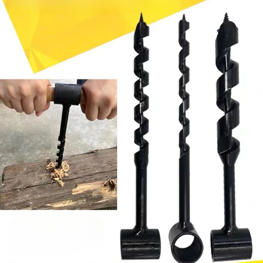 Wood Auger Hand Drill Punch Manual 10mm 16mm 19mm 25mm Branch Outdoor Survival Live Board Deep Hole Tools Woodworking Survival