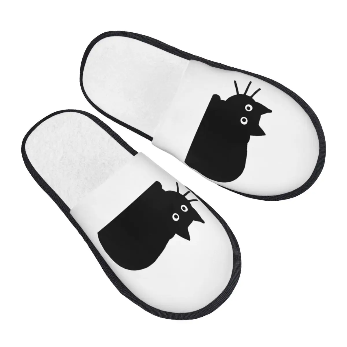 

Custom Black Cat Guest Slippers for Hotel Women House Slipper