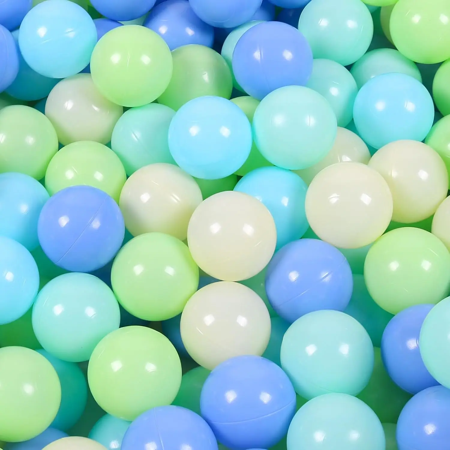 100 Uds. Macaron Ball Pit Balls bolas de plástico para parque infantil de piscina Ball Pit, verde menta + azul claro + verde hierba + amarillo Maca + azul Maca