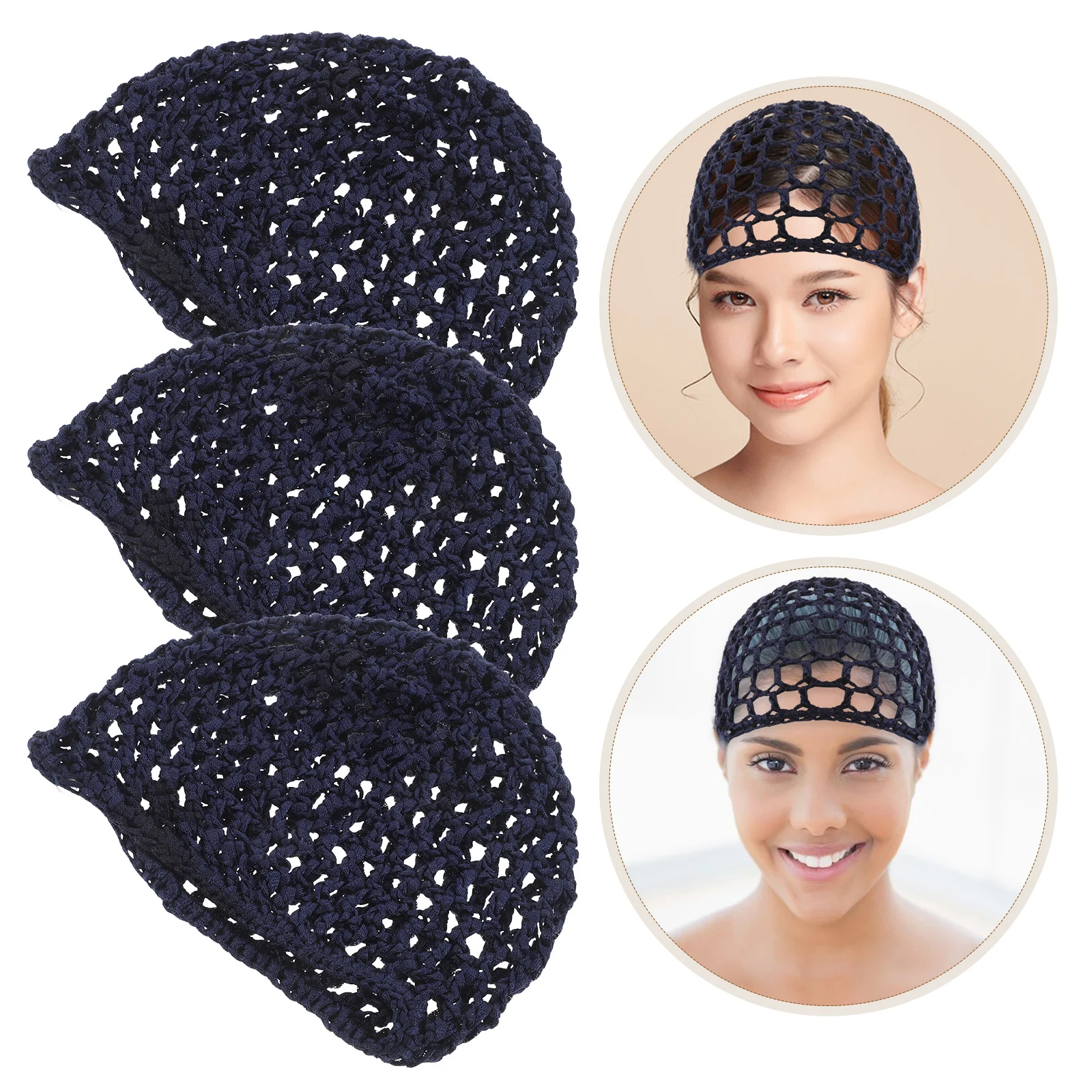 

5 Pcs Crochet Mesh Hat Bead Flower Knitted Flowers Hair Nets for Women Tam Beanie