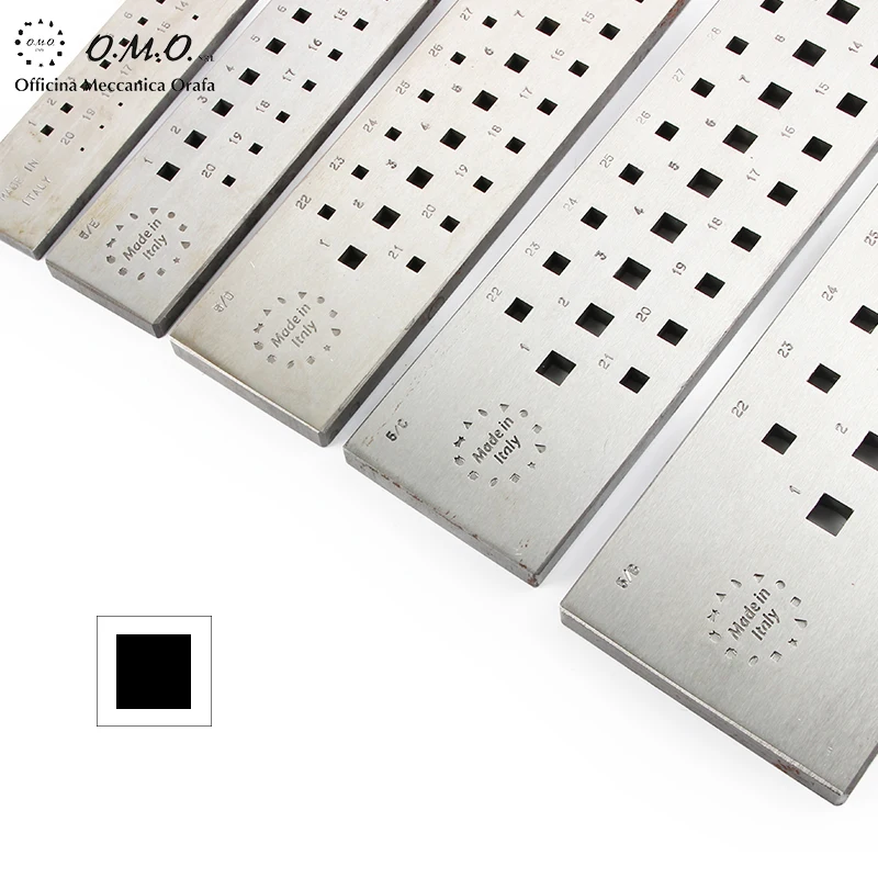 OMO 5/F 2mm to 5mm 31 Holes Jewelry Square Steel Wire Draw Plates Gold Silver Square Wire Forming Drawing Plates