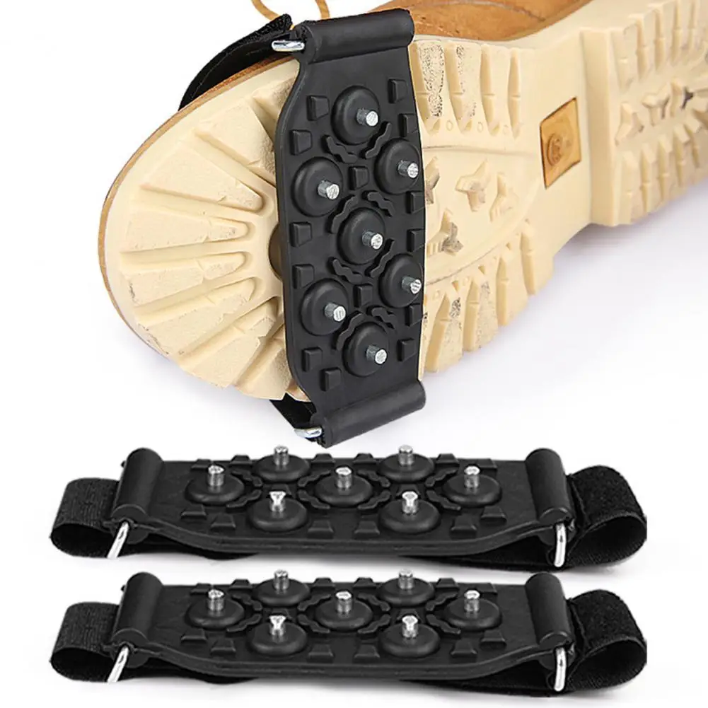 1 Pair Ice Cleats 7 Spikes Adjustable Fastener Tape Anti-slip Winter Climbing Hiking Shoes Boots Ice Snow Grips Crampons Gripper