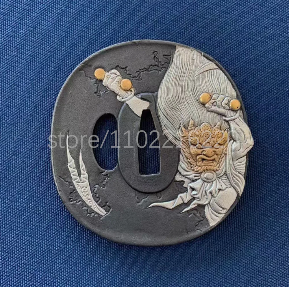 Unique Devil Brass Samurai Tsuba Handguard Guard Copper Fuchi Kashira Menuki For Real Japanese Samurai Katana Sword Fittings