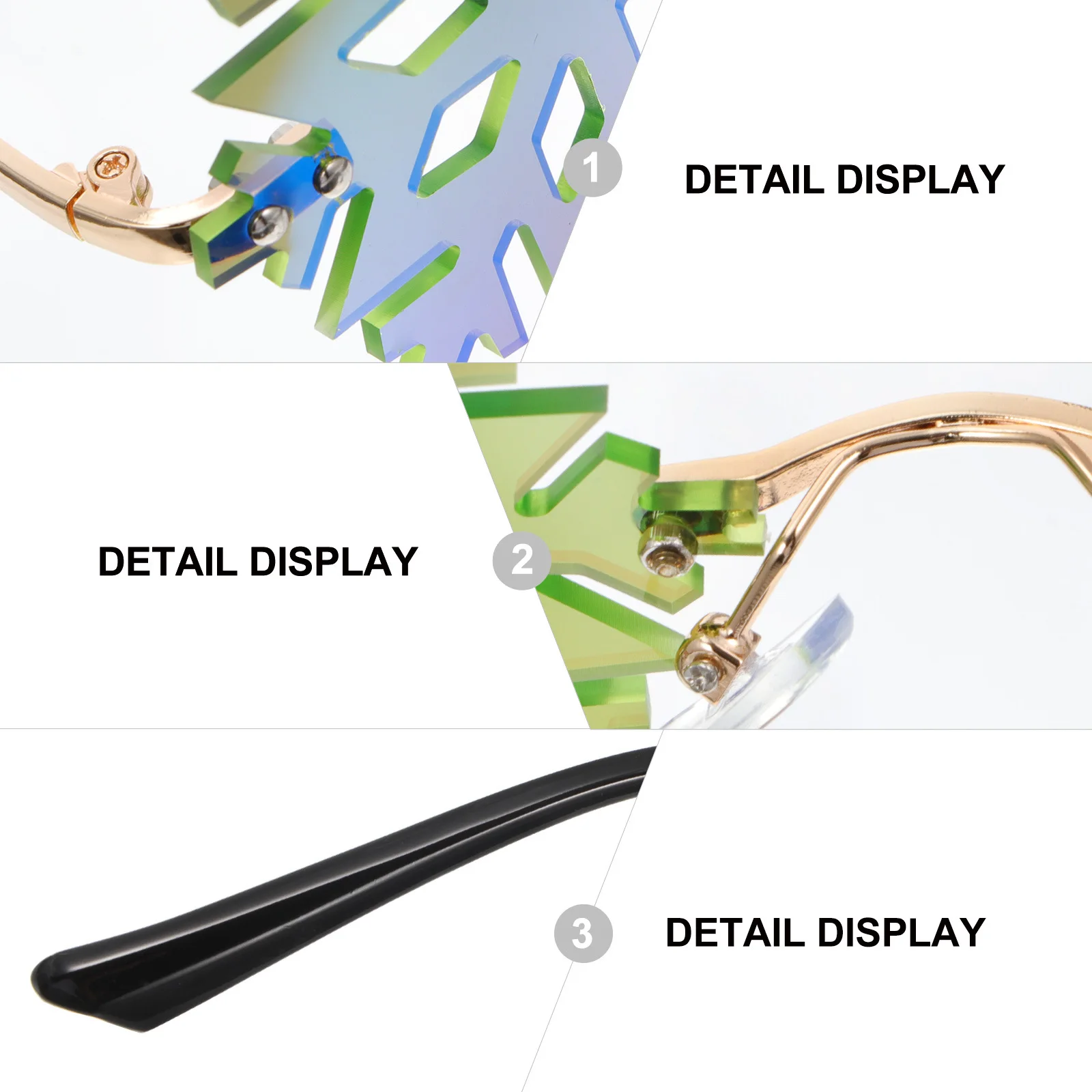 

1Pcs Gold Frame Party Sunglass Creative Snowflakes Design Lightweight Costume Prop Festival Supplies Party Sunglass