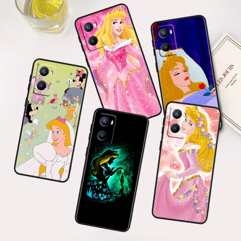 Disney Princess Aurora For OPPO A96 A94 A93 A77S A76 A74 A73 A72 A57S A56S A54S A53 A52 A15S A9 A5 Black Phone Case