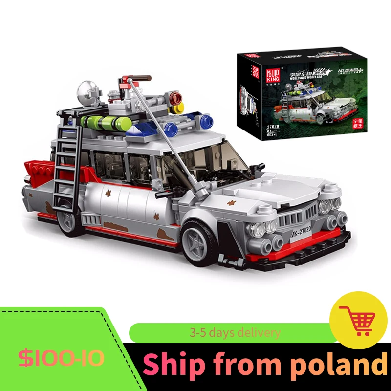 MOULD KING 27020 Technical Car Toys The Mini Ghost Bustered ECTO-1 Car Model Assembly Building Block Brick Kids Christmas Gifts