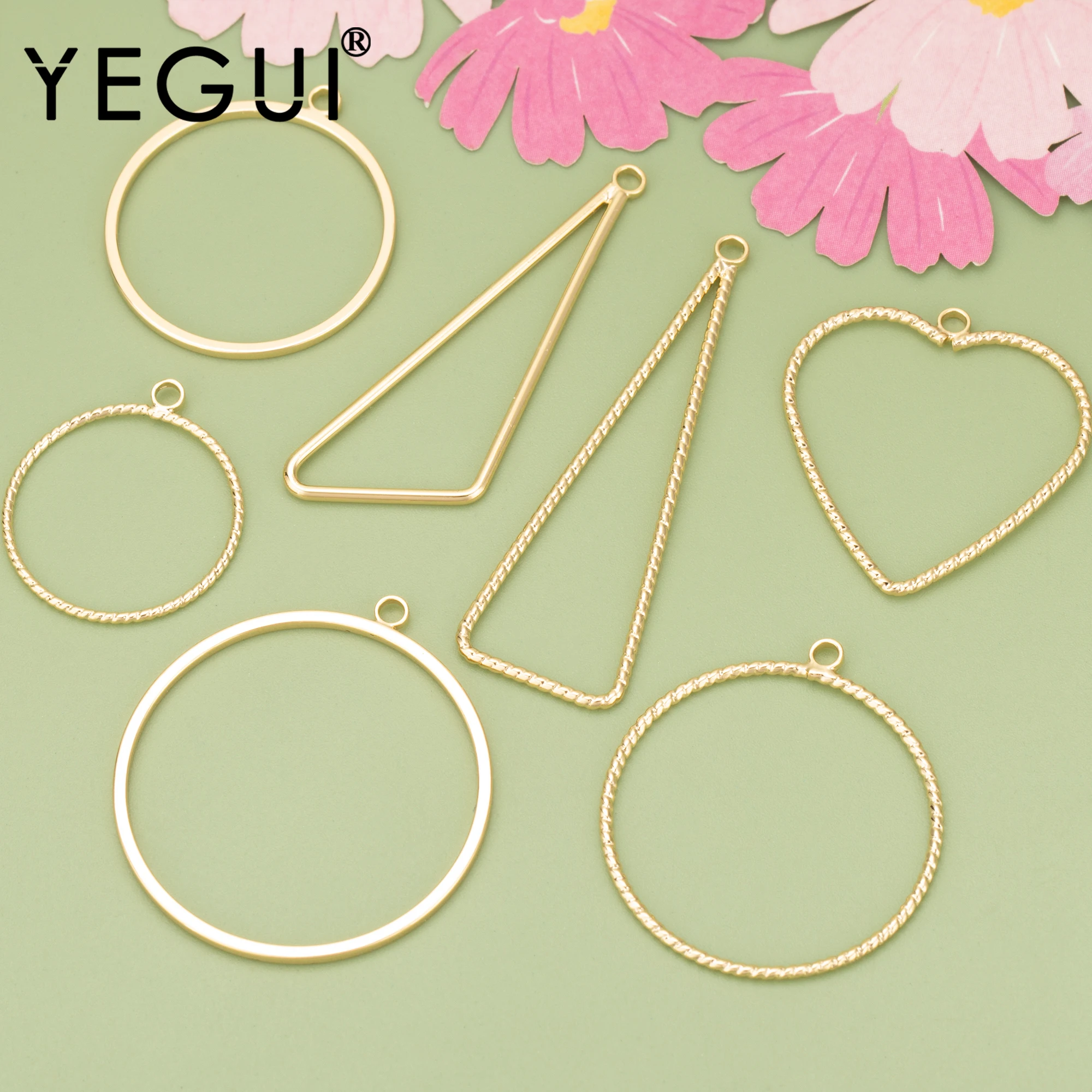 YEGUI MD63,jewelry accessories,18k gold rhodium plated,copper,circle heart shape,charms,diy pendants,jewelry making,20pcs/lot