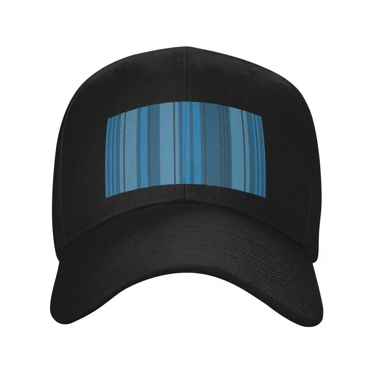 

Lyrical Blue, Monochromatic Blue Stripes, Abstract Barcode by Courtney Hatcher Baseball Cap