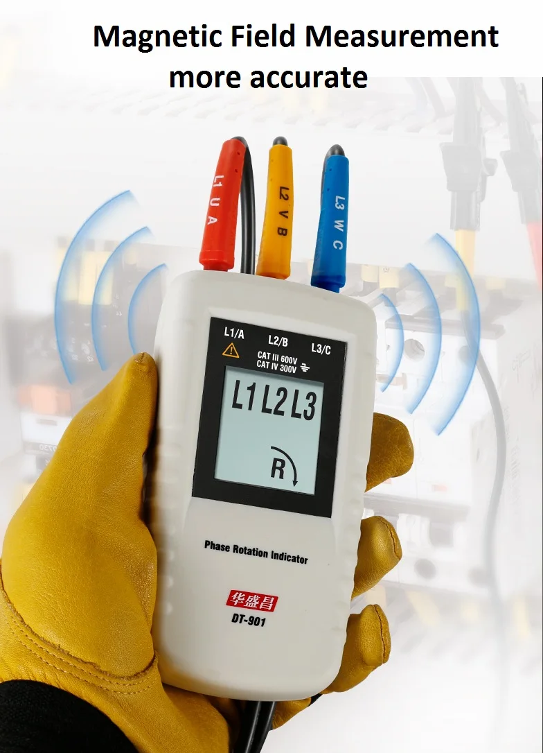 CEM DT-901 Motor- en driefasige rotatie-indicator 40V tot 690V AC IP40-aansluiting polariteitsdetector