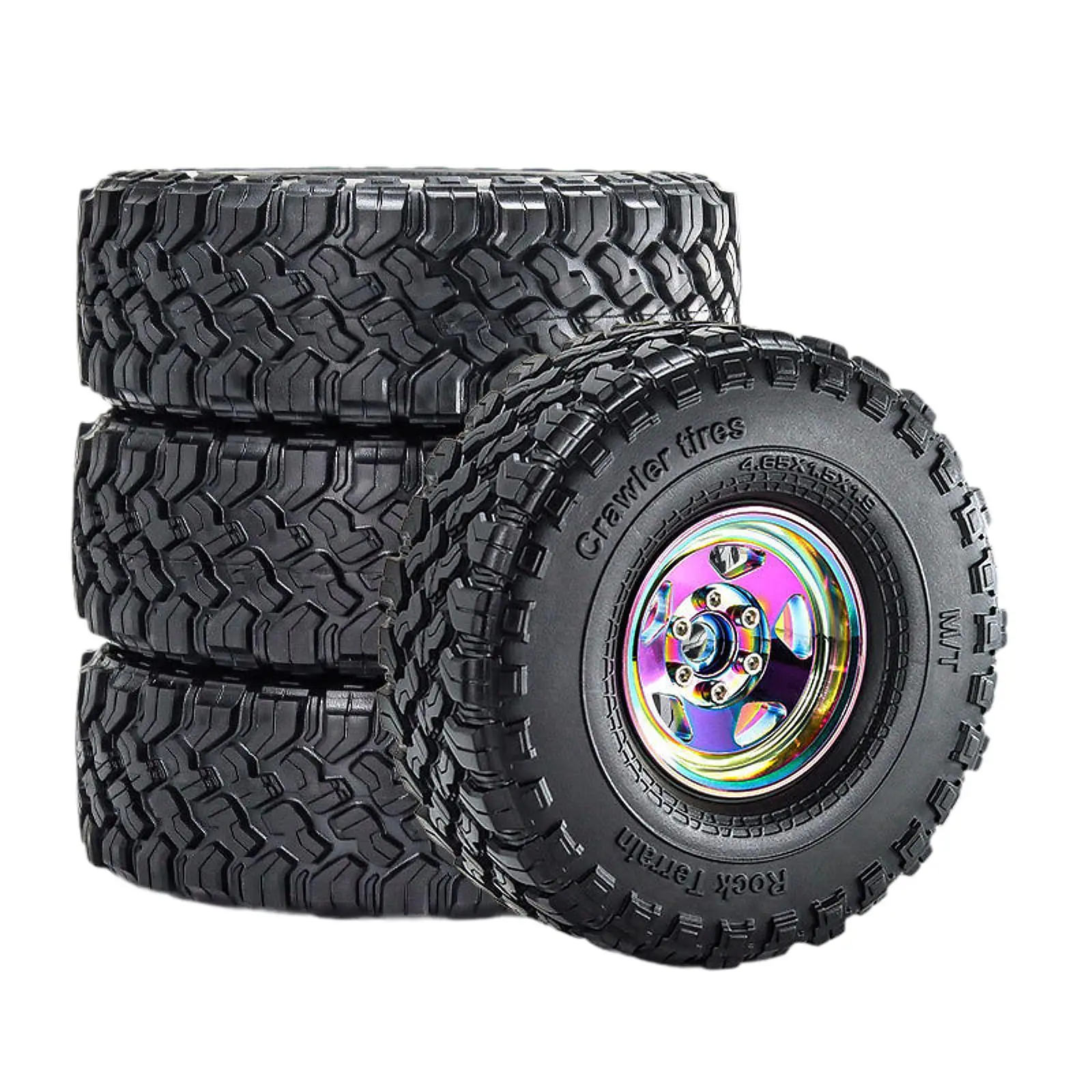 4x RC Car Wheels and Tires Modification Rubber Tires 1.9 inch Tires Assembly RC Upgrade Part for 90046 SCX10 TRX4 1/10 RC Trucks