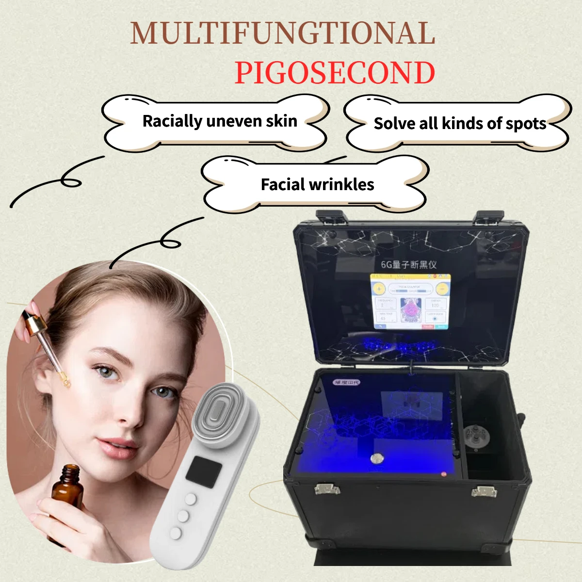 2024 New Luggage-Style Picosecond Laser Nd Yag Tattoo Removal Machine 1064nm 755nm 532nm Pico Q Switched