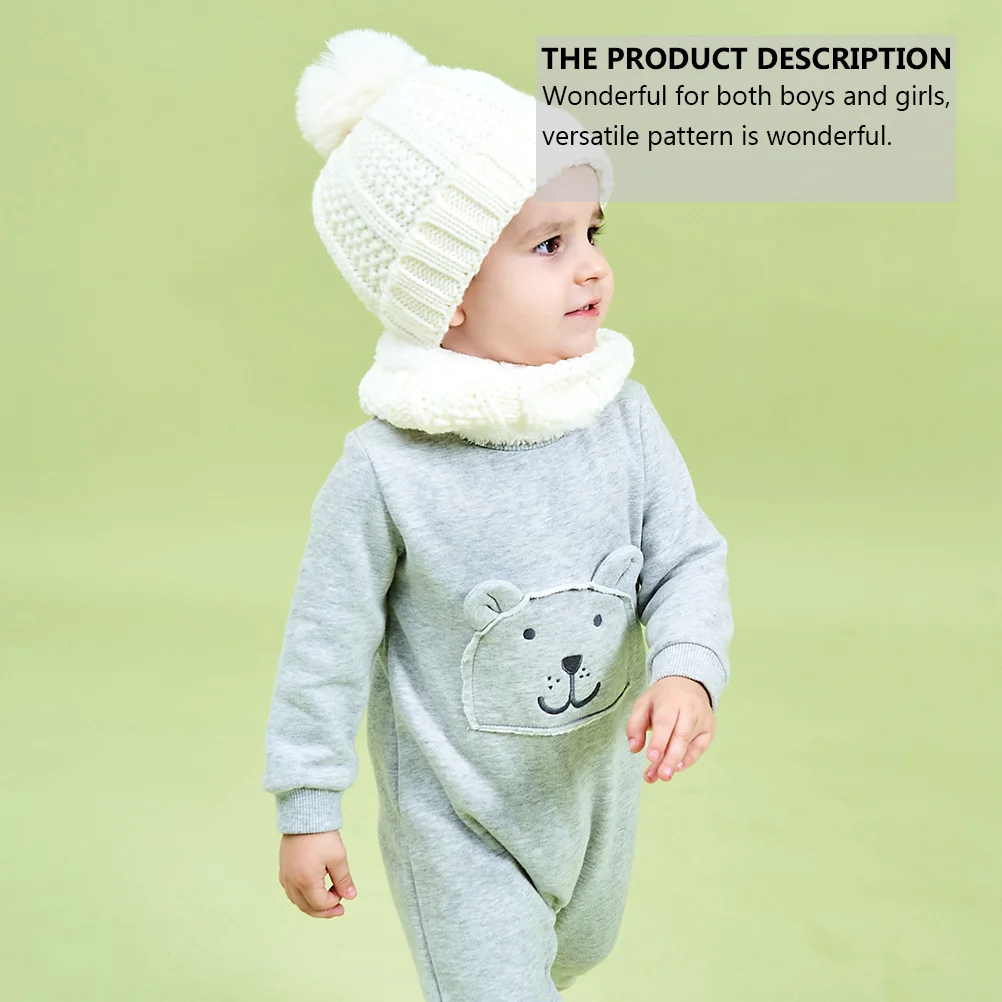 

1Set Kids Winter Knitted Hat with Matching Scarf Warm Soft -Lined Beanie for Toddlers 0-3 Years Adorable Outdoor Wear