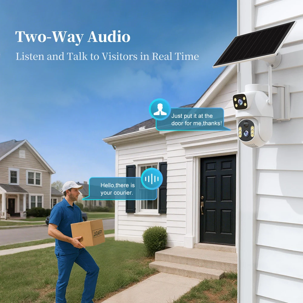 Ubox Camera 4G LTE Solar Camera 4K 8MP Dual Screens Outdoor Surveillance Cameras PIR Human Detection Auto Tracking Night Vision