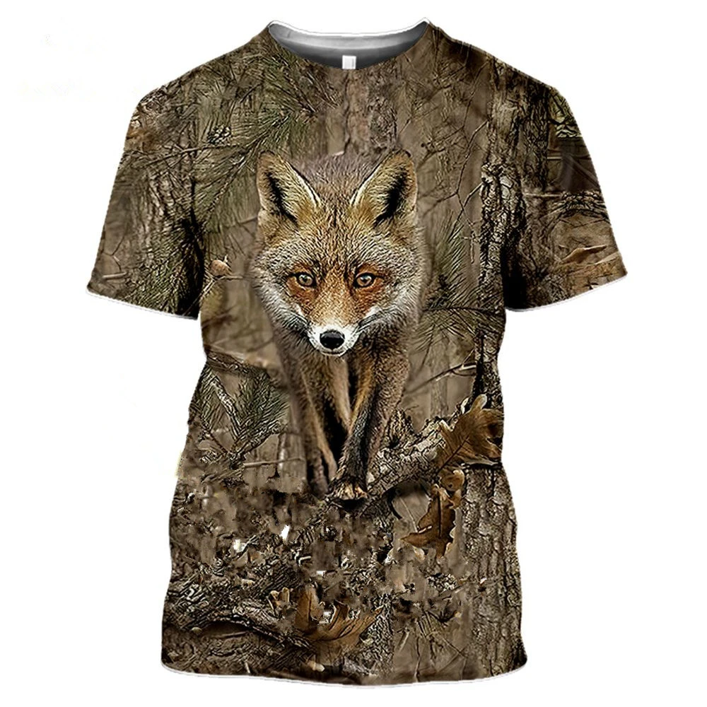 Summer Men'S 3d Printed T-Shirt Camouflage Hunting Animal Wolf Graphics Fashion Harajuku O-Collar Short-Sleeved Plus Size Top