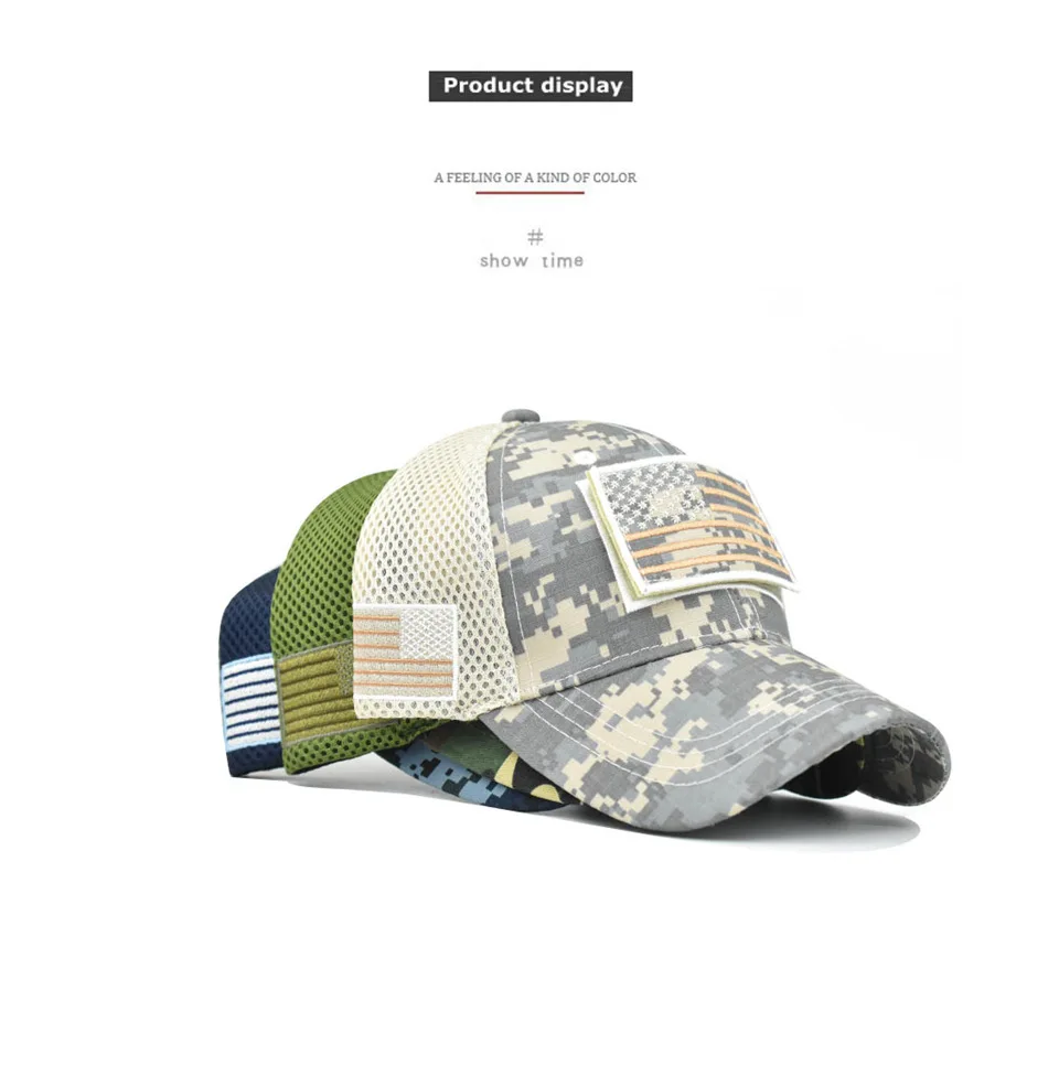 Men’s Tactical Mesh Trucker Hat, Camouflage Outdoor Baseball Cap with Removable Embroidered Patch, Adjustable Snap‑Back Sun Hat