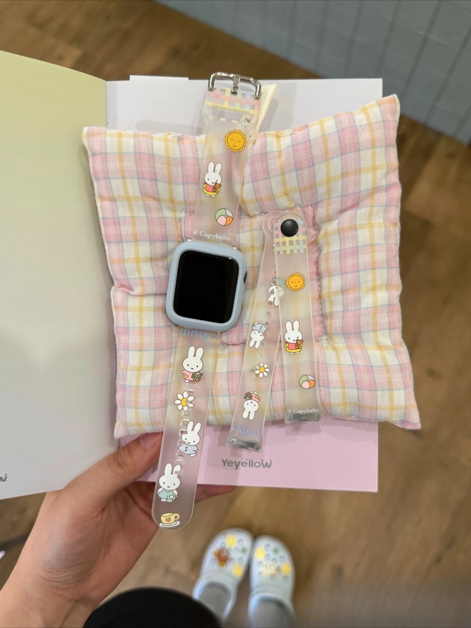 Cute Rainbow Miffy Silicone Watch Band Suitable for Apple Watch S10 Kawaii Lovely Cute Cartoon Gift for Friends Pretty Beautiful
