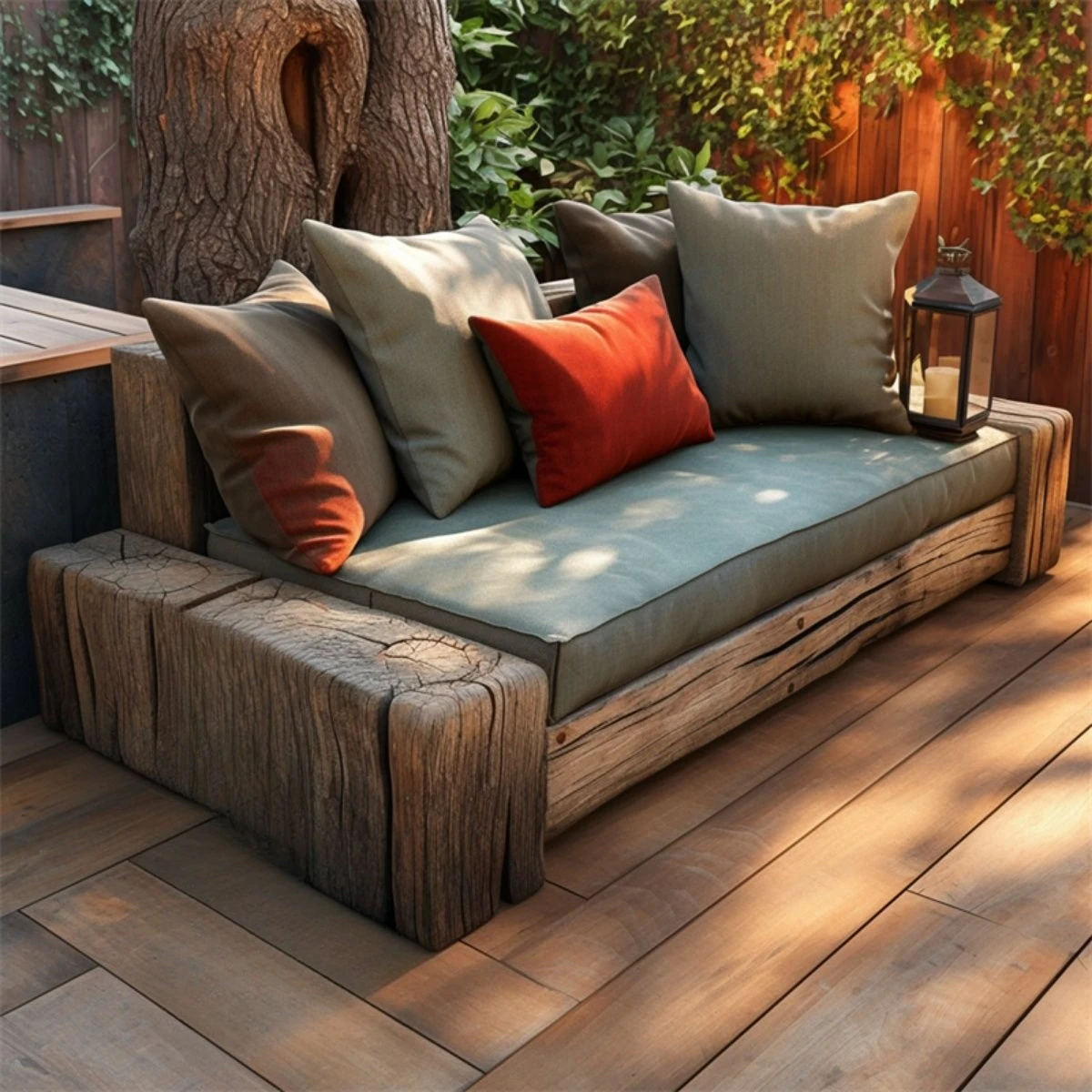 Garden courtyard, outdoor sofa, bed and breakfast villa, outdoor open air, waterproof and sun protection, solid wood sofa