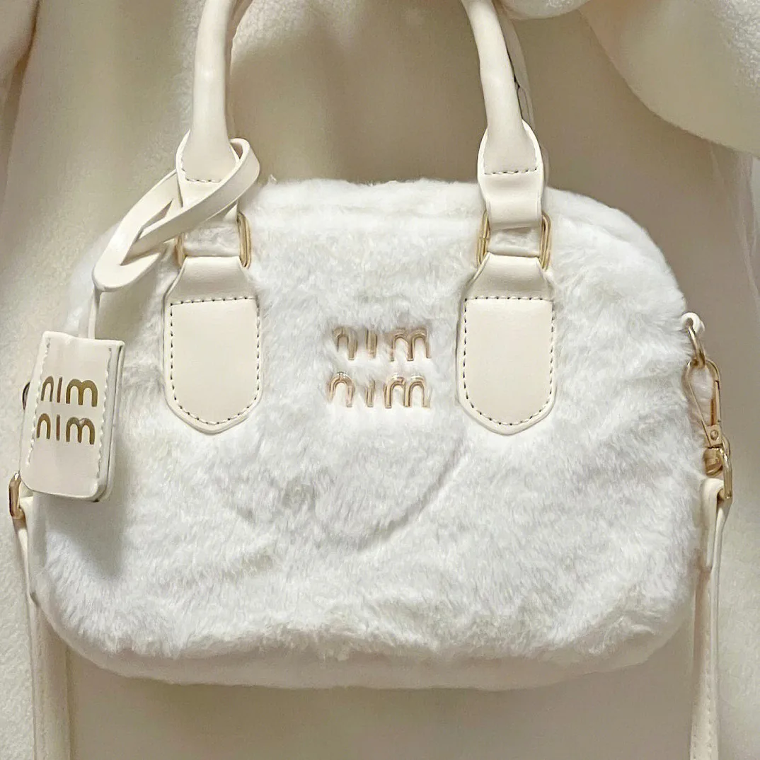 

Plush Boston Bag for Women 2026, Soft Furry Shoulder & Crossbody Bag, Elegant Top Handle Purse, Versatile Daily Bag