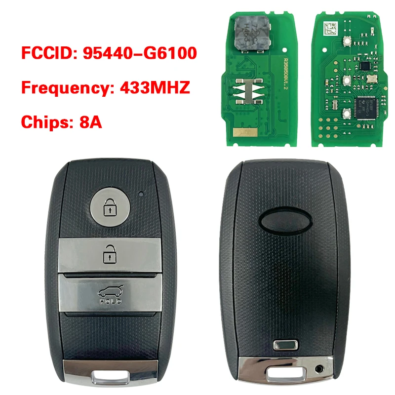 CN051246 Part Number 95440-G6100 For KIA PICANTO 2021-2022 SMART Remote Car KEY 3 BUTTONS 433MHZ 8A CHIP Keyless go With Blade