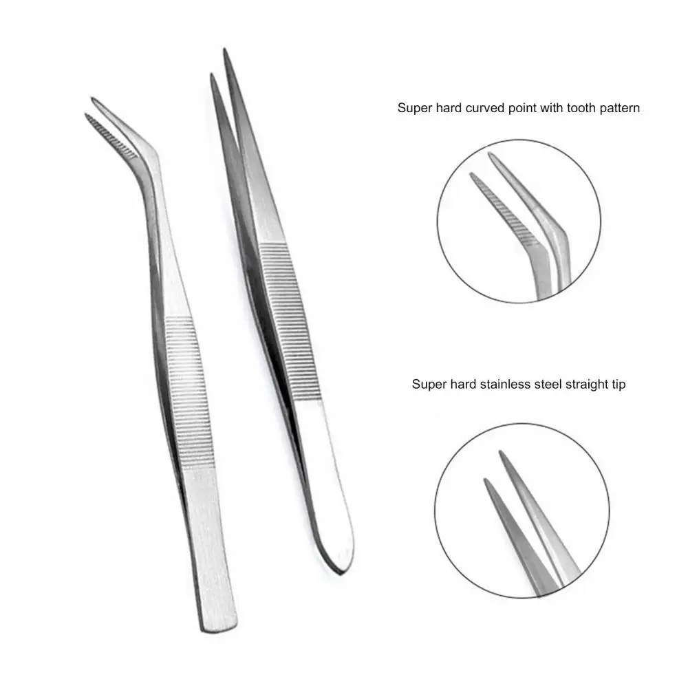 Eyebrow Tweezer Clip Multifunctional Stainless Steel Tweezer Elbow Straight Eyelash Grafting Tweezers Curved Straight Eyebrow Tw