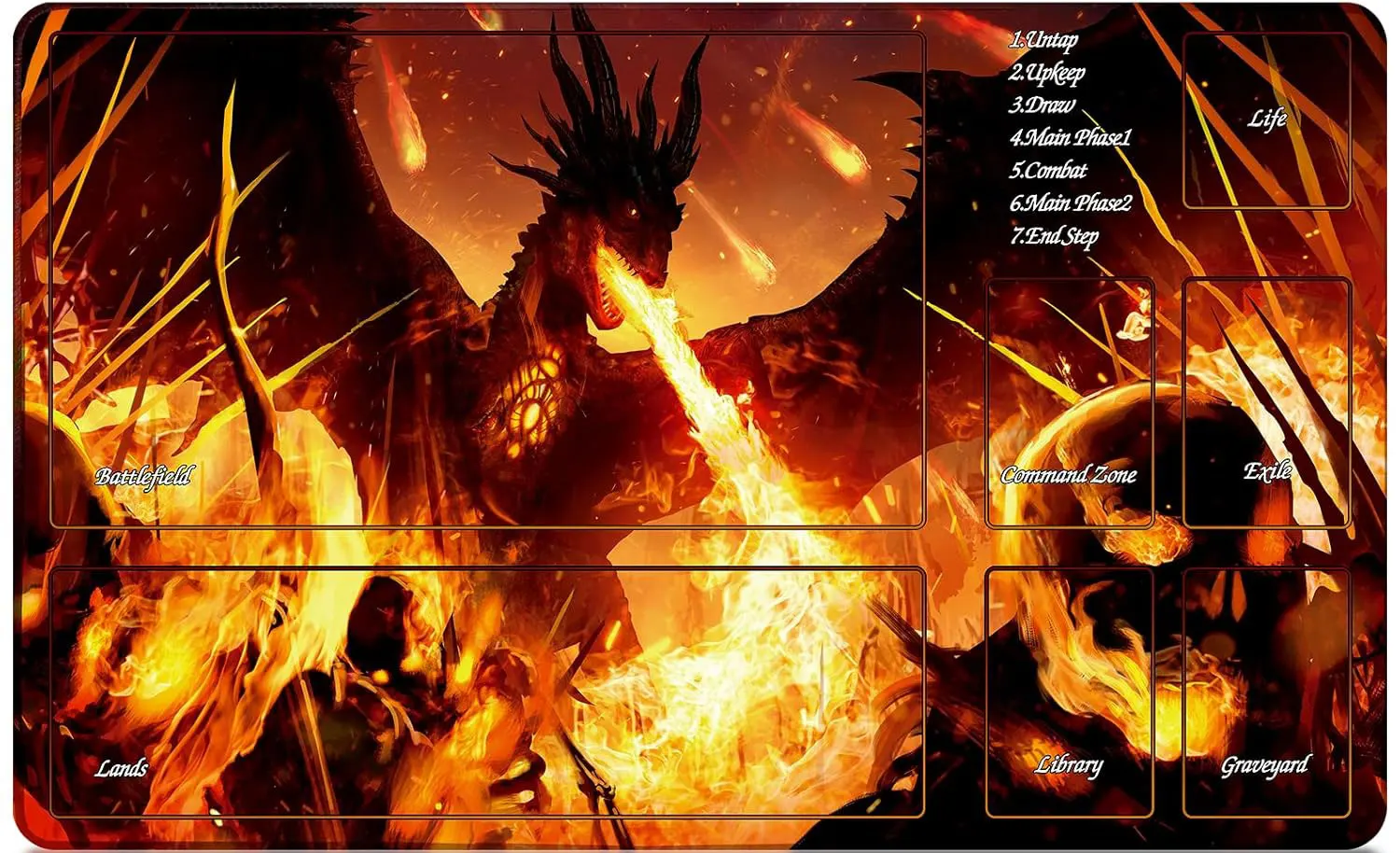 MTG Lands Playmat Game Mat 24 x 14inches for MTG DTCG CCG RPG Trading Card Inked Game Playmats Smooth Rubber Surface Battle Game