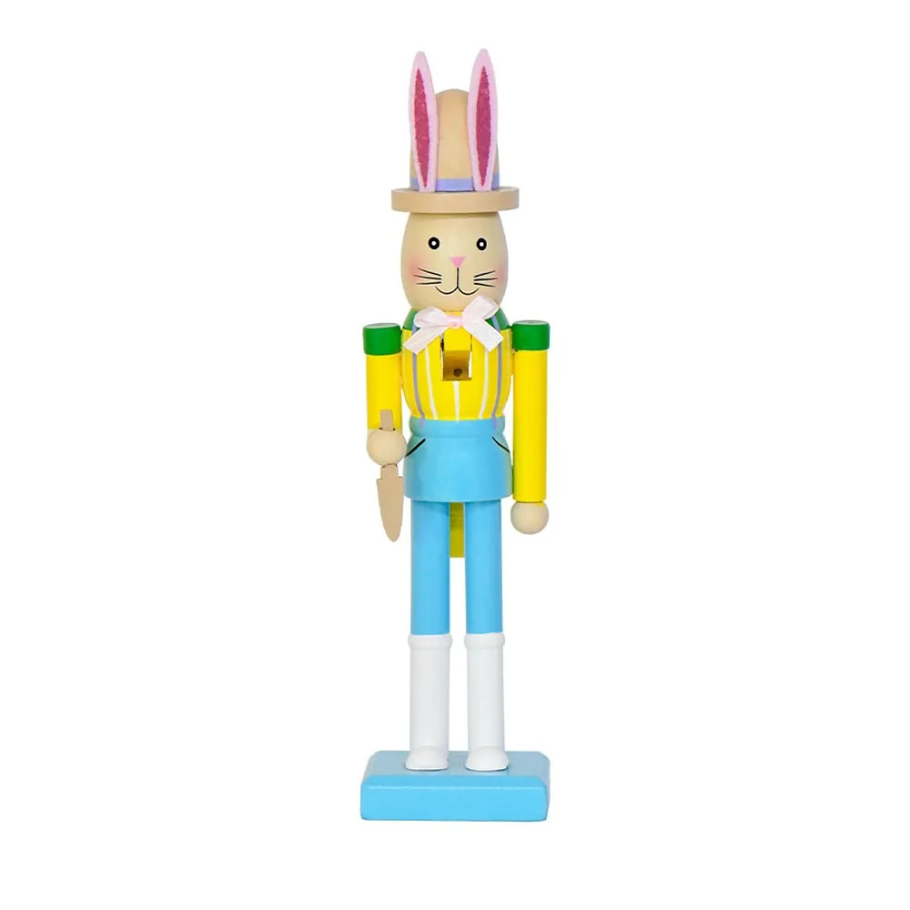 

Kid Gift Cute Easter Rabbit Nutcracker Smooth Handmade Wooden Bunny Statue Realistic Bunny Nutcracker Figures Party Scene Prop