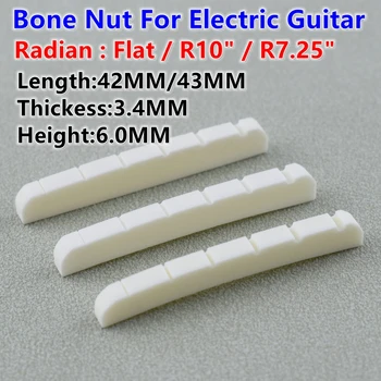 Elektro Gitar İçin Gerçek Oluklu Kemik Somunu (Alt Düz / R7.25 / R10 42MM/43MM*3.4MM*6MM)