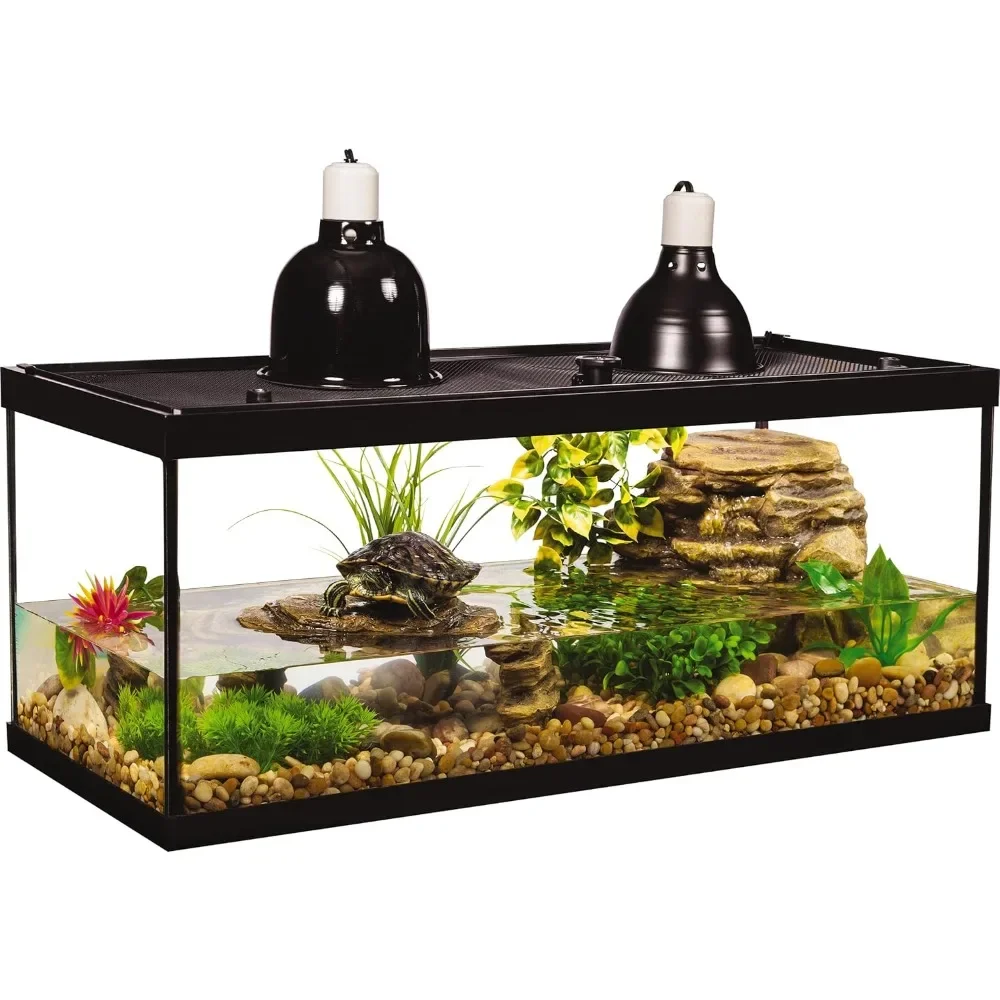 Aqua Turtle Deluxe Fish Tank Kit, 20 Gallon with Filter and Heat Lamp, 30 Inch , Glass Aquarium Kit