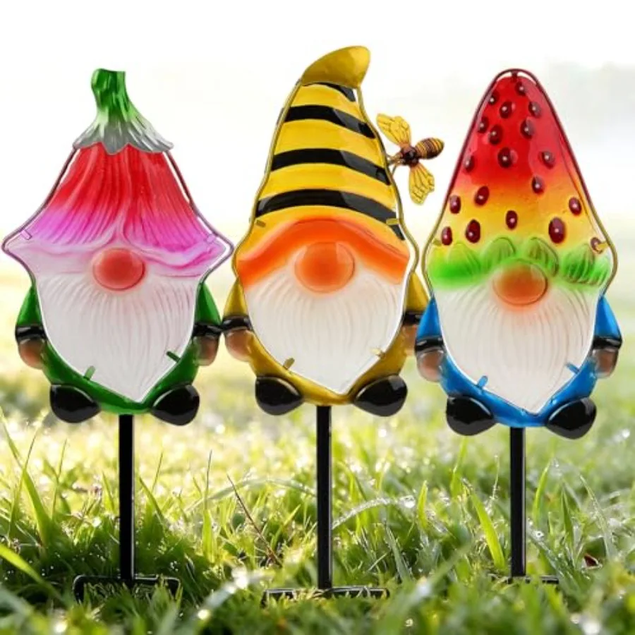 

Garden Decor s Stakes Set of 3 Metal and Glass 18.3″ Outdoor Stake for Backyard Lawn Decor Funny Yard Art Decorations for Mom G