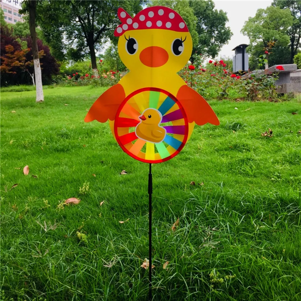 Wielostylowe Szklane Wiatraczki z Motywem Motyla, Kolorowe Kreskówkowe Żuk, Żółta Kaczka, Kolorowe Wiatraczki z PVC, Średnica 45 cm