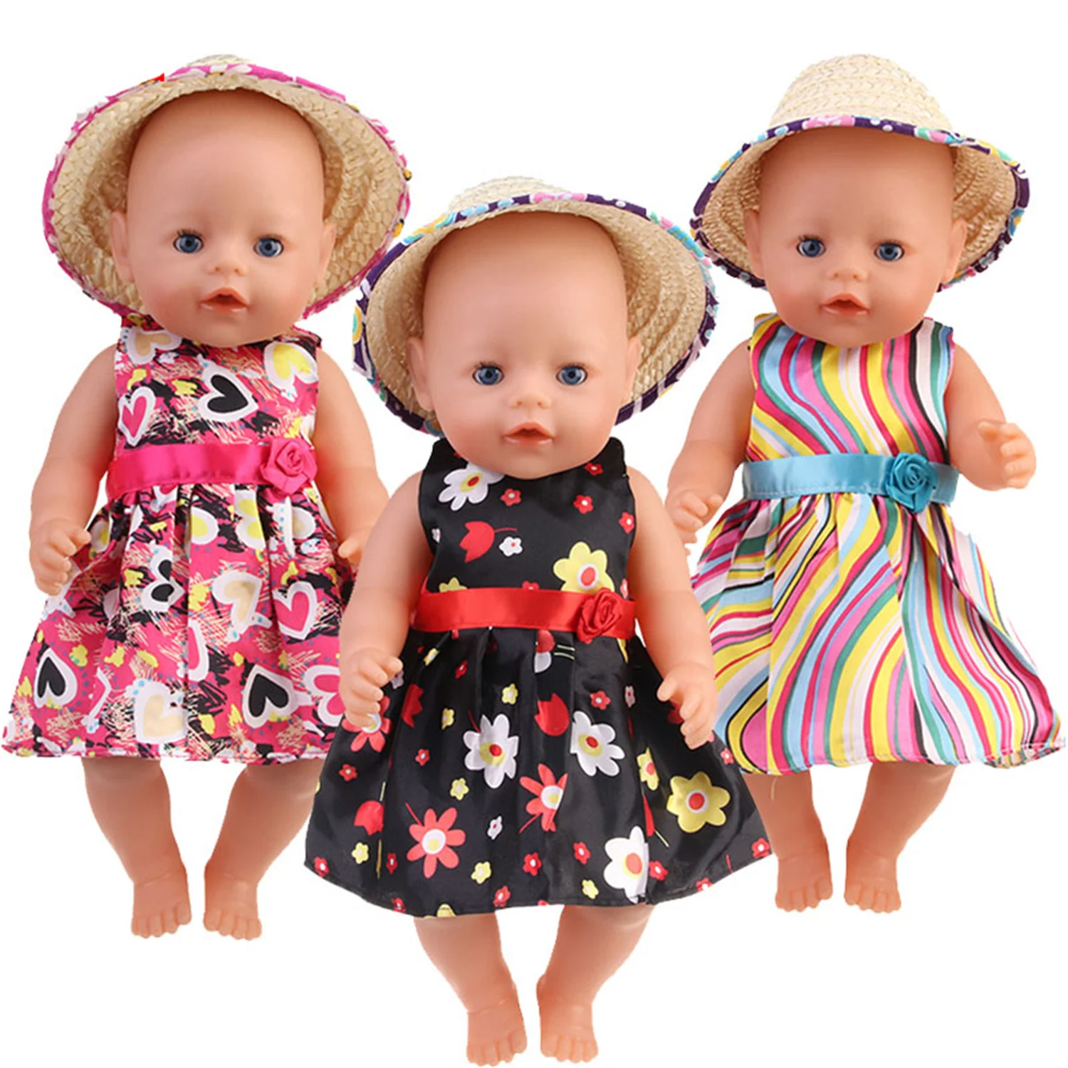 

1PCS Full Print Elegant Dress Suitable 43cm Newborn 18 Inch American Doll Accessories Suitable OG Girl Doll Costume Dress Up
