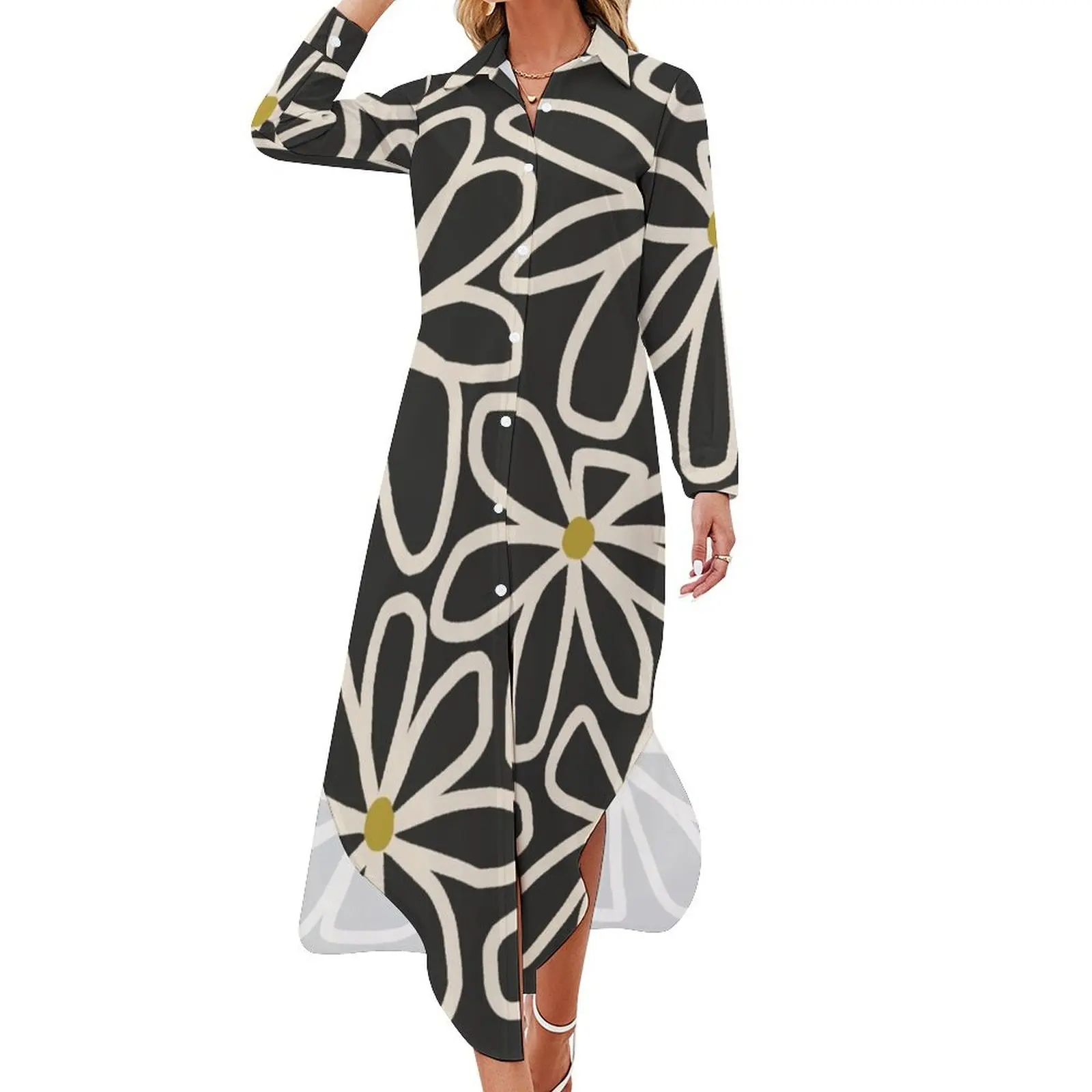 

Daisy chain - night Long Sleeved Shirt Dress luxury woman evening dress dresses for women