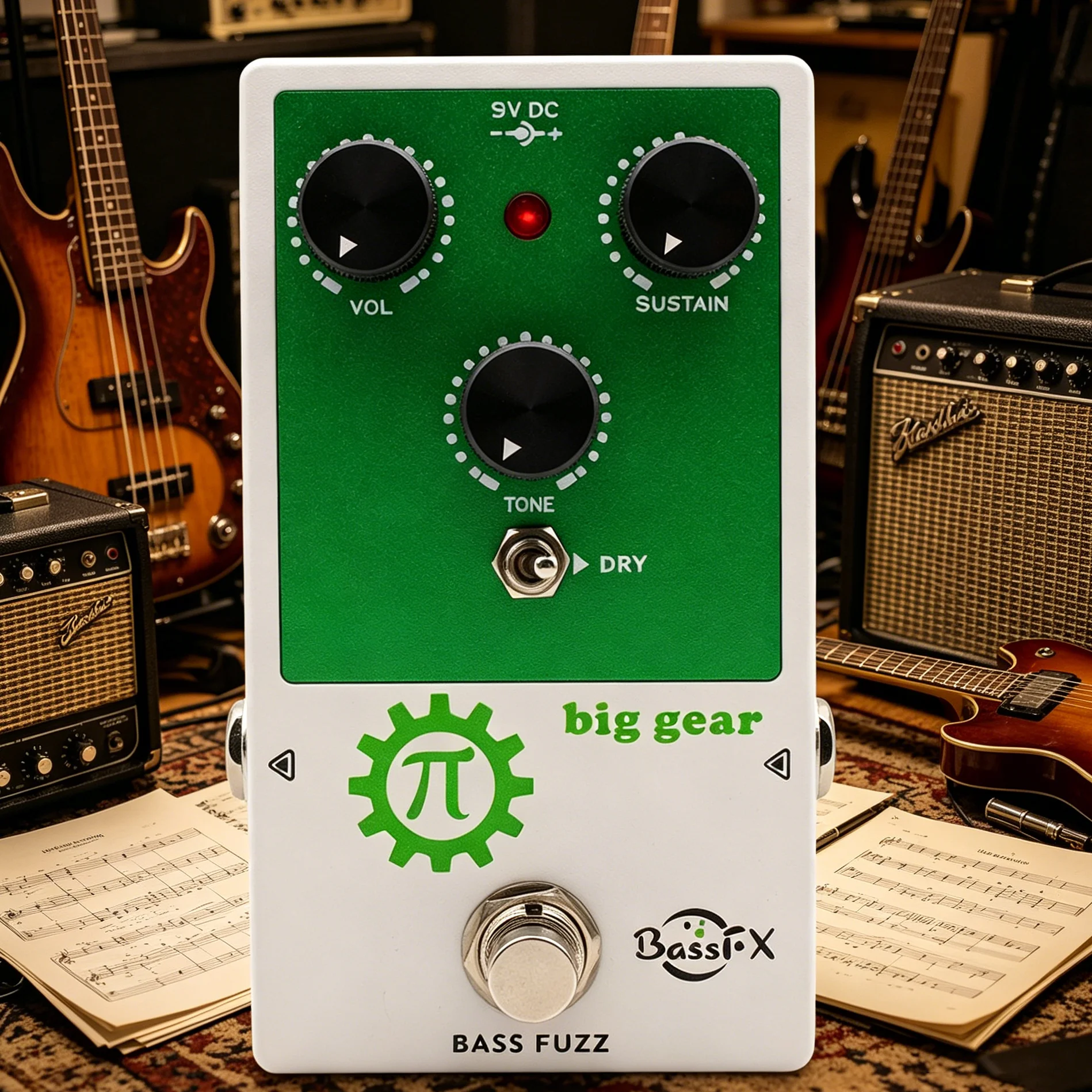

Педаль эффектов Fanmuzk BIG GEAR Bass Fuzz: классический дисторшн, сустейн, регулировка тембра, True Bypass, аксессуары для бас-гитары