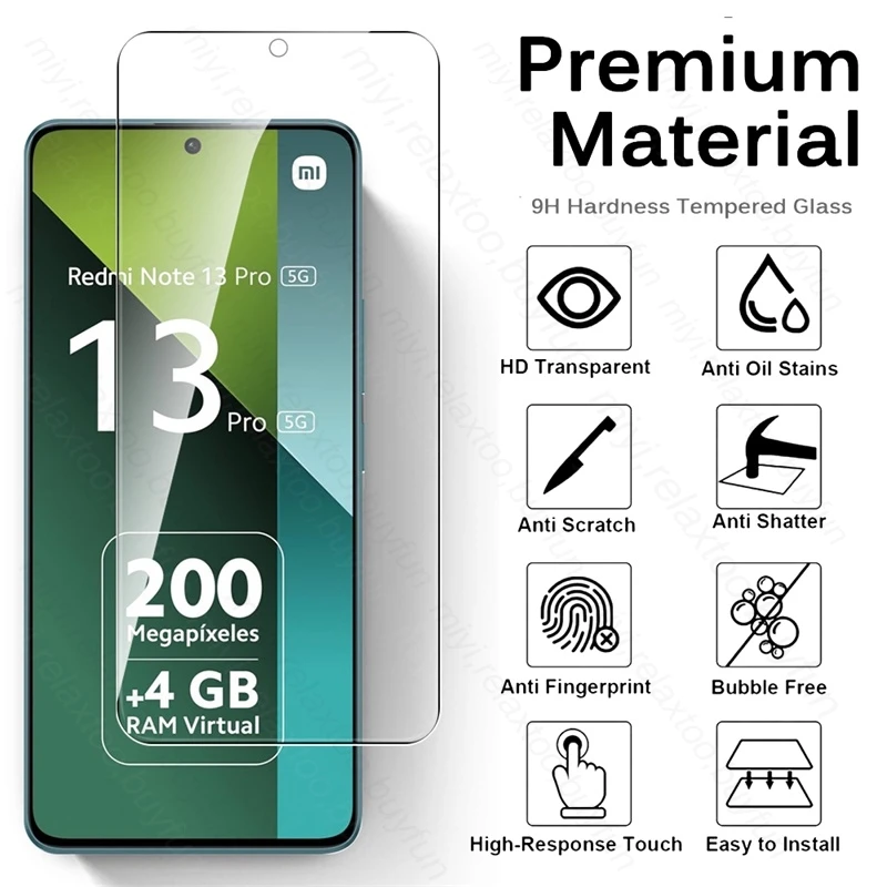 2Pcs 19D Tempered Glass Premium Screen Protectors Full Cover for Redmi Note 13 Pro 5G 4G Phone Film on Redmy Note13 Note13Pro 5G