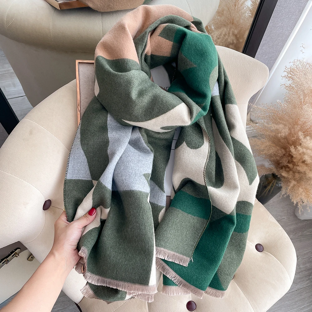 2023 New Winter Women\'s Scarf Luxury Design Double sided Cashmere Feel Scarf Warm Scarf Shawl