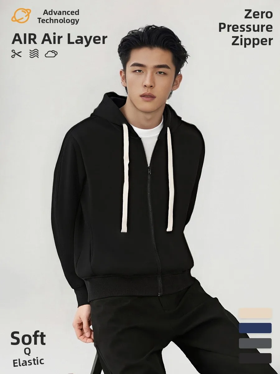 

Men's Zipper Cardigan Soft Loose Air Lyrca Pure Color Casual Hoodie Warmth Comfortable Regular Fit Winter Faion Sweatirt