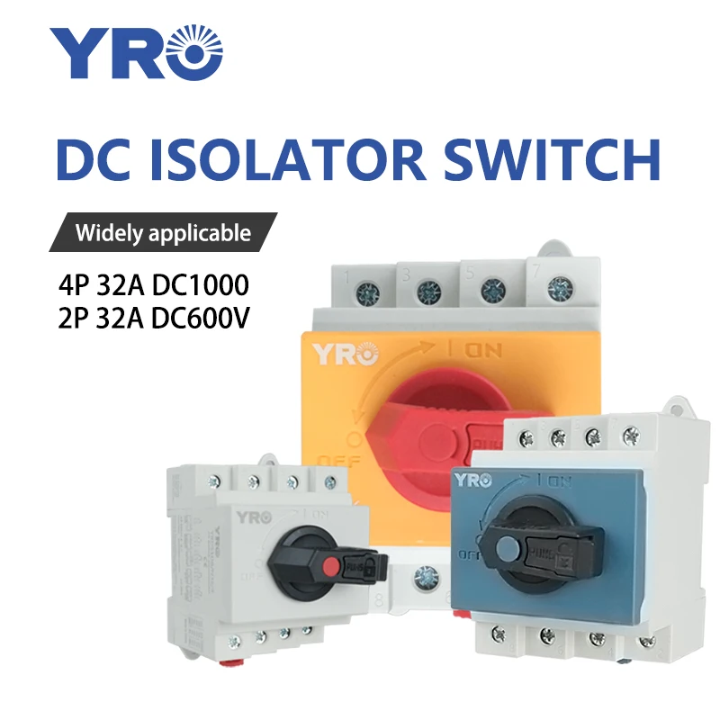 DC Solar Isolator Switch 4P 32A 1000V Din Rail Mounting Rotating Handle Disconnector For PV Solar CE TUV Certificate