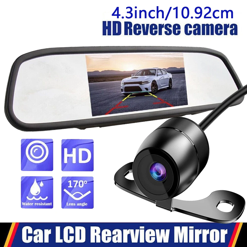 HD Reversing Camera & 4.3'' Display Monitor Night Vision Reverse Backup Camera Parking Assistance - Full Set