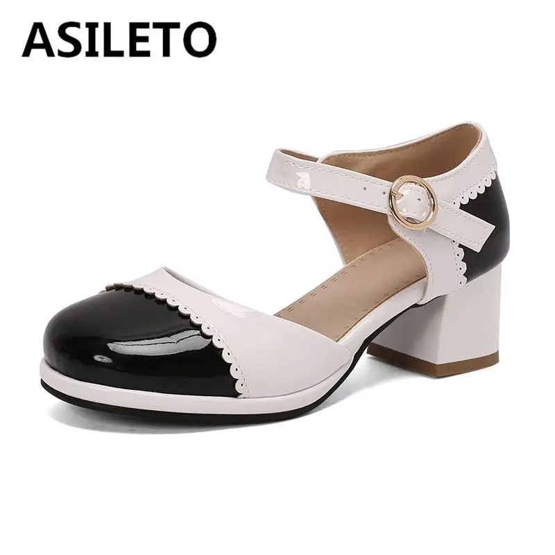 

Женские туфли-лодочки ASILETO Mary Janes с круглым носком, блочные каблуки 5,5 см, платформа с пряжкой, ремешок, смешанные цвета, конфетные туфли-лодочки 46 47 48 33