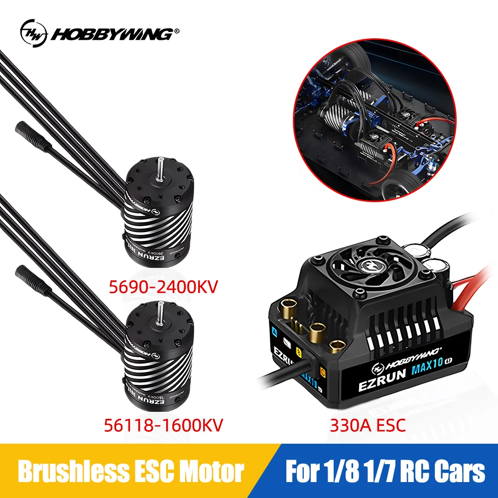 HOBBYWING EzRun ESC Motor Combo Brushless Sensorless 330A ESC 6V/7.4V/8.4V IP67 5690 56118 Brushless Motor For 1/8 1/7 RC Cars
