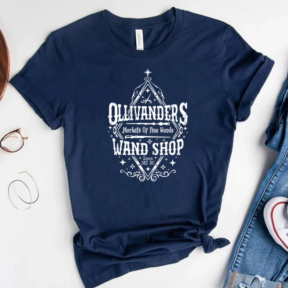 Ollivanders Wand Shop Tshirt Wizard Book Shop T-shirt Universal Trip Book Nerd Graphic T-shirts Unisex Casual Short Sleeve Tees