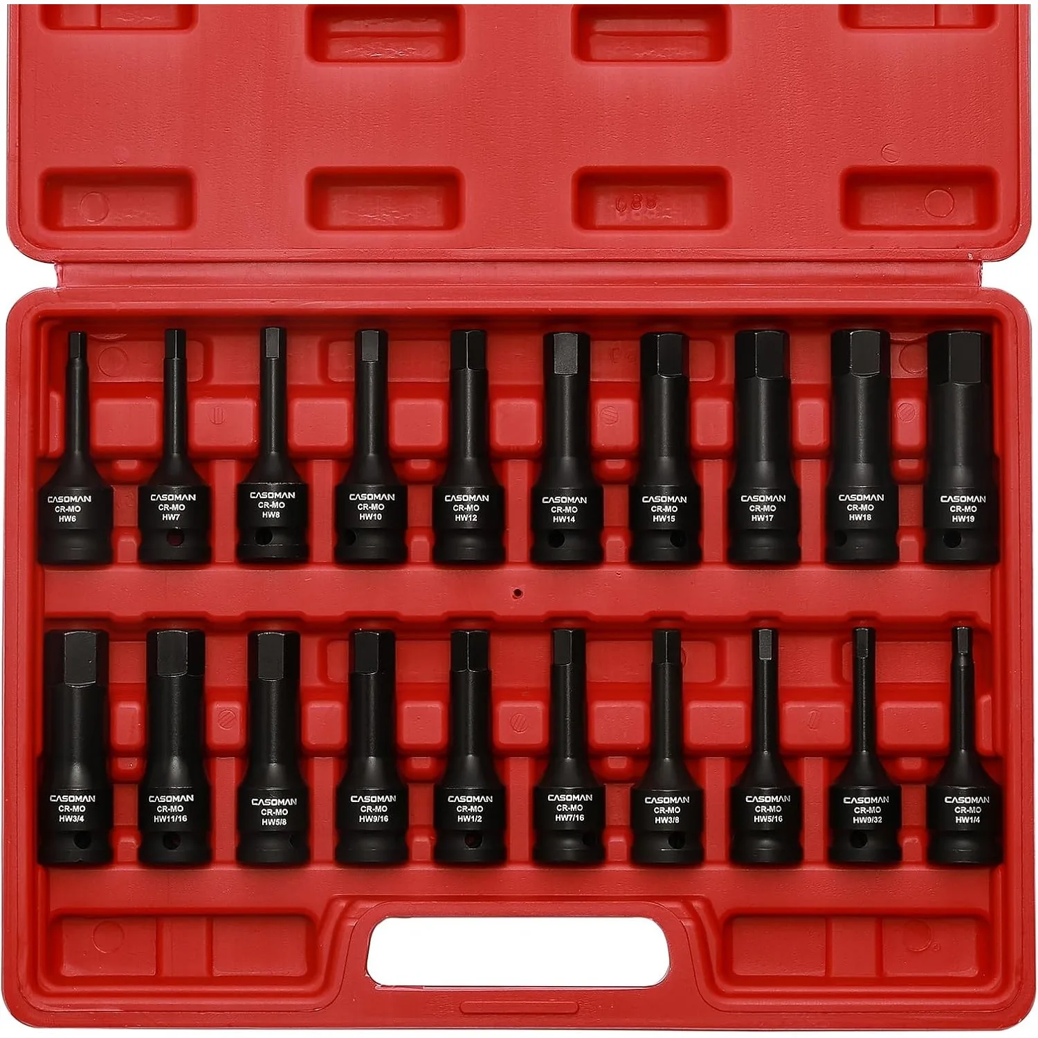 

1/2" Drive Impact Hex Bit Set 20-Piece SAE Metric Allen Bit Socket Set Cr-Mo Steel Heavy Duty