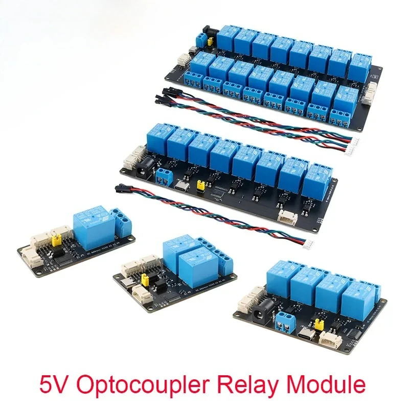 1 2 4 8 16 Channel Way Expansion Relay Module 5V Power Supply IIC I2C Communication Optocoupler Isolation Board XL9535-K1V5