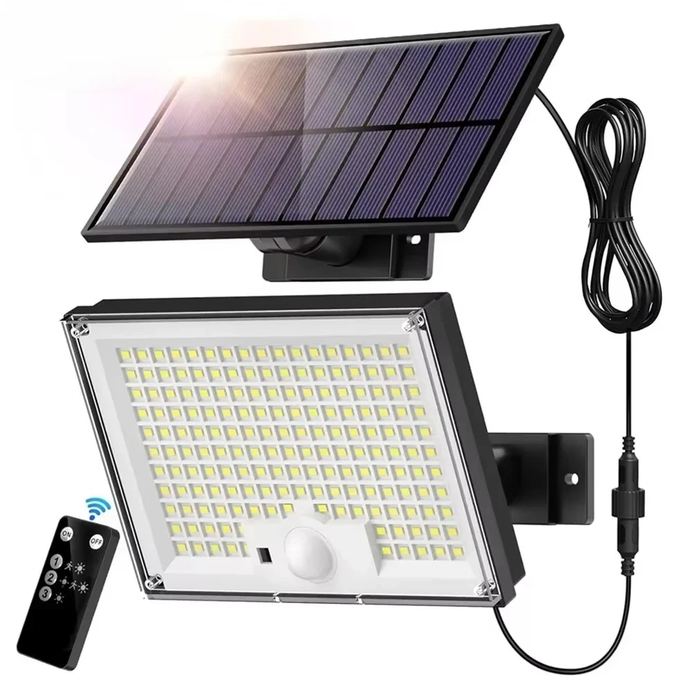 172LED Solar Light Outdoor Motion Sensor Waterproof Floodlight with Remote Control 3 Modes for Patio Garage Backyard Lighting