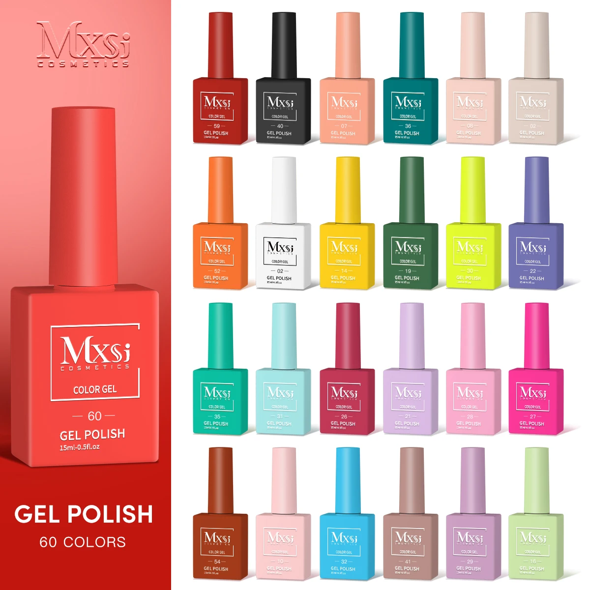 Mxsi-半永久的なマニキュアセット,UVジェル,マニキュアアクセサリー,60色,15ml